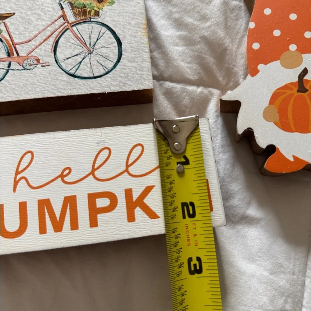 Fall Wooden Decor Set | Pumpkin Gnome + Hello Pumpkin mini sign | Brown Backing